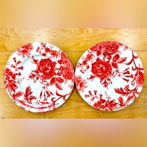 Royal Stafford Floral Weave  11” Stoneware Dinner Plates Set/2 NEW UK Made